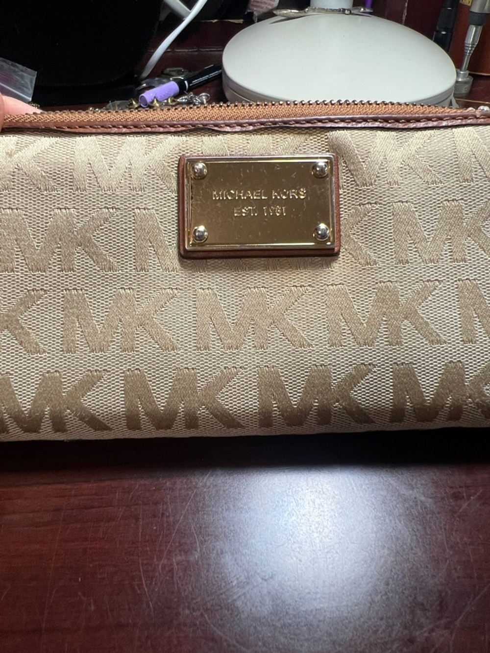 Michael Kors Zip Around Wallet Brown / Tan 8 x 4 inches I need to clear closet
